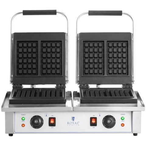 Gofrownica prostokątna podwójna na 4 gofry belgijskie 2 x 2000 W Gofrownica prostokątna podwójna na 4 gofry belgijskie 2 x 2000 W