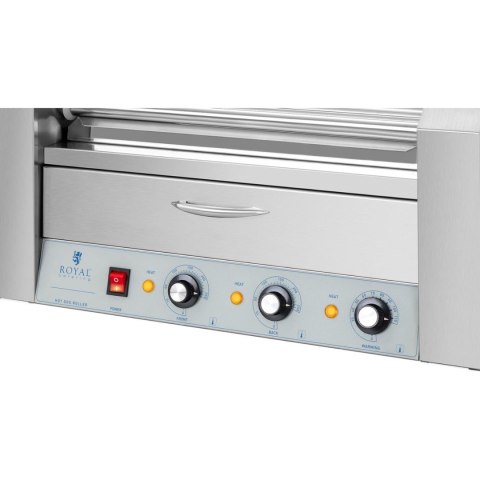 Podgrzewacz grill rolkowy do parówek hot-dogów z szufladą i osłoną - 5 rolek Podgrzewacz grill rolkowy do parówek hot-dogów z szufladą i osłoną - 5 rolek