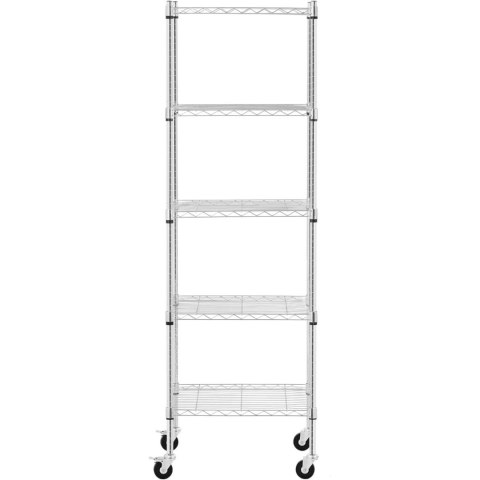 Regał magazynowy druciany ażurowy na kółkach 5 półek do 50 kg 60x45x186 cm Regał magazynowy druciany ażurowy na kółkach 5 półek do 50 kg 60x45x186 cm