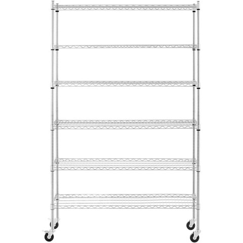Regał magazynowy druciany ażurowy na kółkach 6 półek do 90 kg 120x45x189 cm Regał magazynowy druciany ażurowy na kółkach 6 półek do 90 kg 120x45x189 cm