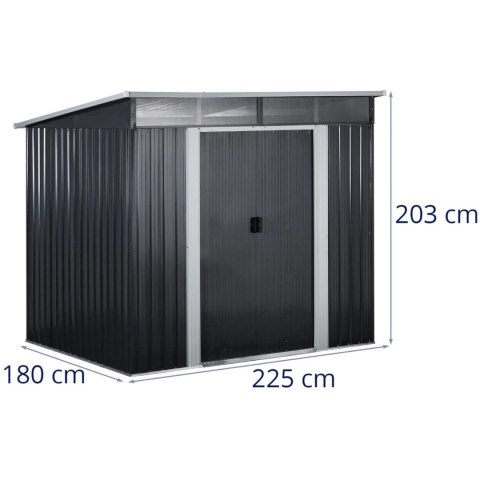 Domek narzędziowy ogrodowy metalowy 225 x 180 x 203 cm Domek narzędziowy ogrodowy metalowy 225 x 180 x 203 cm