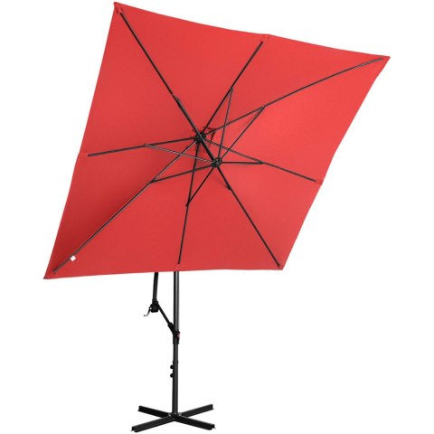 Parasol ogrodowy na wysięgniku kwadratowy 250 x 250 cm czerwony Parasol ogrodowy na wysięgniku kwadratowy 250 x 250 cm czerwony
