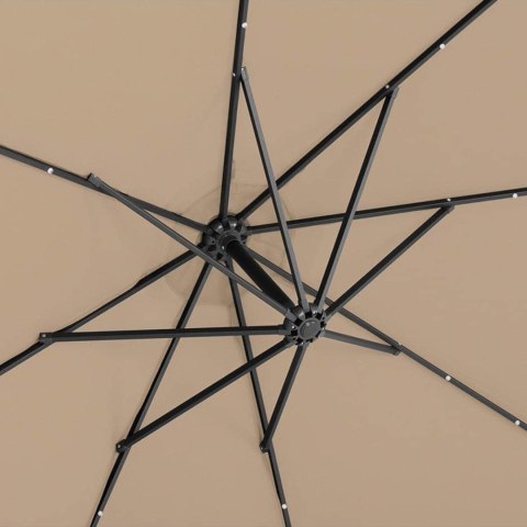 Parasol ogrodowy na wysięgniku okrągły uchylny z oświetleniem LED śr. 300 cm szarobrązowy Parasol ogrodowy na wysięgniku okrągły uchylny z oświetleniem LED śr. 300 cm szarobrązowy