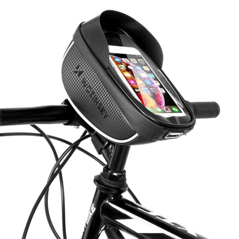 Torba rowerowa na kierownicę z etui na telefon 1 l czarna Torba rowerowa na kierownicę z etui na telefon 1 l czarna