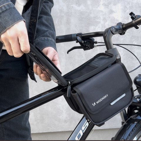 Torba rowerowa na ramę sakwa na rower wodoodporne etui na telefon 1.5l czarny Torba rowerowa na ramę sakwa na rower wodoodporne etui na telefon 1.5l czarny