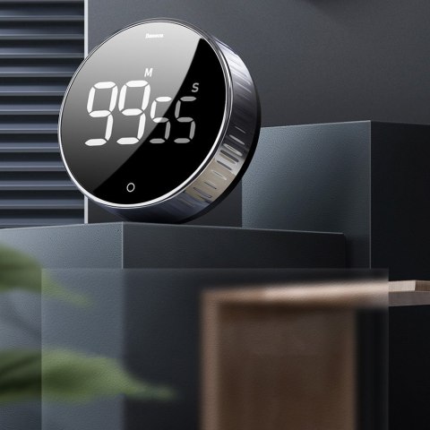 Obrotowy minutnik czasomierz elektroniczny timer czarny Obrotowy minutnik czasomierz elektroniczny timer czarny