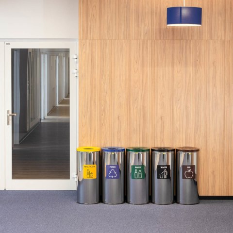 Kosz pojemnik do segregacji śmieci odpadów okrągły srebrny 45 l - odpady zmieszane Kosz pojemnik do segregacji śmieci odpadów okrągły srebrny 45 l - odpady zmieszane