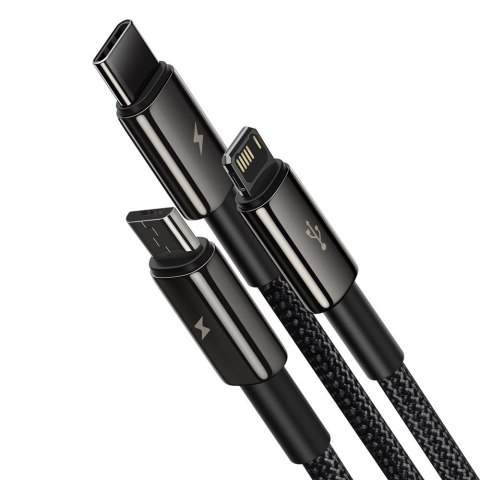 Kabel przewód 3w1 USB USB-C Iphone Lightning microUSB 3.5 A 1.5 m czarny Kabel przewód 3w1 USB USB-C Iphone Lightning microUSB 3.5 A 1.5 m czarny