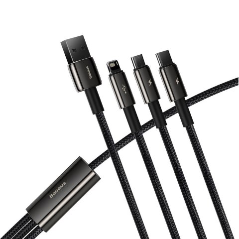 Kabel przewód 3w1 USB USB-C Iphone Lightning microUSB 3.5 A 1.5 m czarny Kabel przewód 3w1 USB USB-C Iphone Lightning microUSB 3.5 A 1.5 m czarny