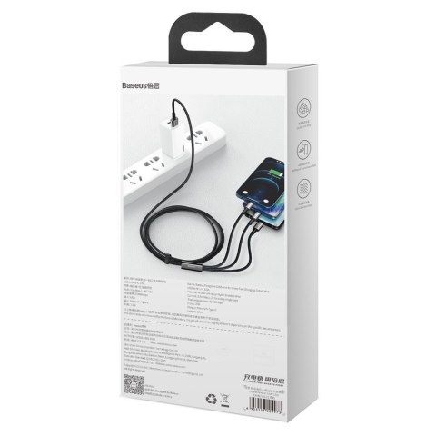 Kabel przewód 3w1 USB USB-C Iphone Lightning microUSB 3.5 A 1.5 m czarny Kabel przewód 3w1 USB USB-C Iphone Lightning microUSB 3.5 A 1.5 m czarny