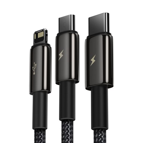 Kabel przewód 3w1 USB USB-C Iphone Lightning microUSB 3.5 A 1.5 m czarny Kabel przewód 3w1 USB USB-C Iphone Lightning microUSB 3.5 A 1.5 m czarny
