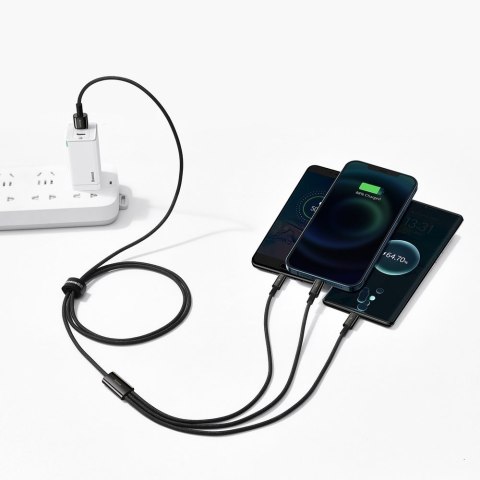 Kabel przewód 3w1 USB USB-C Iphone Lightning microUSB 3.5 A 1.5 m czarny Kabel przewód 3w1 USB USB-C Iphone Lightning microUSB 3.5 A 1.5 m czarny