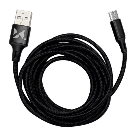 Mocny kabel przewód w oplocie USB USB-C 2.4A 2m czarny Mocny kabel przewód w oplocie USB USB-C 2.4A 2m czarny