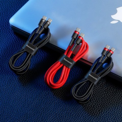 Wytrzymały elastyczny kabel przewód USB-C PD PD 2.0 60W 20V 3A QC3.0 2M czarno-czerwony Wytrzymały elastyczny kabel przewód USB-C PD PD 2.0 60W 20V 3A QC3.0 2M czarno-czerwony