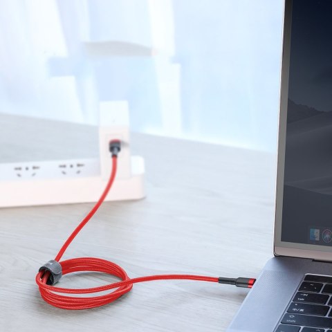 Wytrzymały elastyczny kabel przewód USB-C PD PD 2.0 60W 20V 3A QC3.0 2M czarno-czerwony Wytrzymały elastyczny kabel przewód USB-C PD PD 2.0 60W 20V 3A QC3.0 2M czarno-czerwony