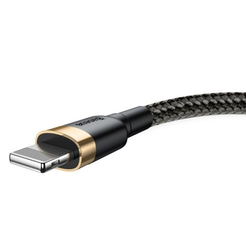 Wytrzymały elastyczny kabel przewód USB Iphone Lightning QC3.0 1.5A 2M czarno-złoty Wytrzymały elastyczny kabel przewód USB Iphone Lightning QC3.0 1.5A 2M czarno-złoty