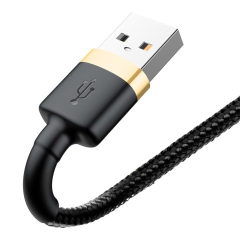 Wytrzymały elastyczny kabel przewód USB Iphone Lightning QC3.0 1.5A 2M czarno-złoty Wytrzymały elastyczny kabel przewód USB Iphone Lightning QC3.0 1.5A 2M czarno-złoty