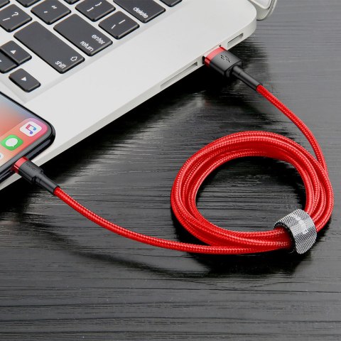 Wytrzymały elastyczny kabel przewód USB Iphone Lightning QC3.0 1.5A 2M czerwony Wytrzymały elastyczny kabel przewód USB Iphone Lightning QC3.0 1.5A 2M czerwony