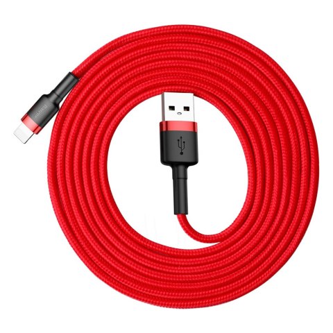 Wytrzymały elastyczny kabel przewód USB Iphone Lightning QC3.0 1.5A 2M czerwony Wytrzymały elastyczny kabel przewód USB Iphone Lightning QC3.0 1.5A 2M czerwony