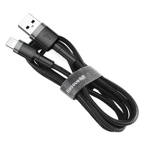 Wytrzymały elastyczny kabel przewód USB Iphone Lightning QC3.0 2.4A 0.5M czarno-szary Wytrzymały elastyczny kabel przewód USB Iphone Lightning QC3.0 2.4A 0.5M czarno-szary