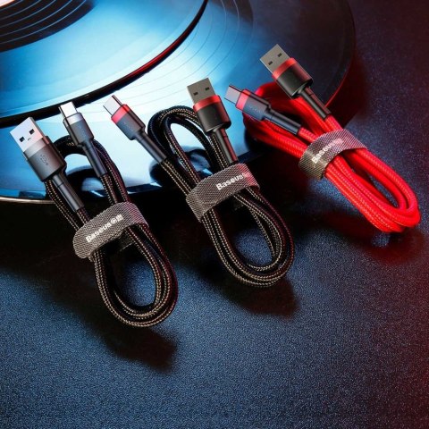 Wytrzymały elastyczny kabel przewód USB USB-C QC3.0 2A 2M czarno-czerwony Wytrzymały elastyczny kabel przewód USB USB-C QC3.0 2A 2M czarno-czerwony