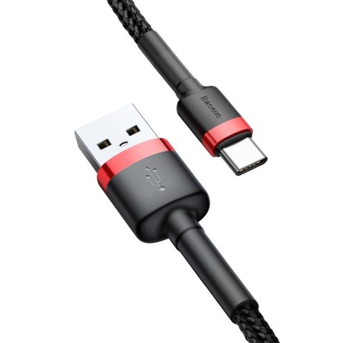 Wytrzymały elastyczny kabel przewód USB USB-C QC3.0 2A 2M czarno-czerwony Wytrzymały elastyczny kabel przewód USB USB-C QC3.0 2A 2M czarno-czerwony