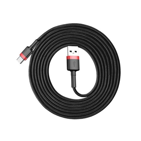 Wytrzymały elastyczny kabel przewód USB USB-C QC3.0 2A 2M czarno-czerwony Wytrzymały elastyczny kabel przewód USB USB-C QC3.0 2A 2M czarno-czerwony