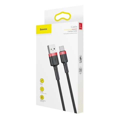 Wytrzymały elastyczny kabel przewód USB USB-C QC3.0 2A 2M czarno-czerwony Wytrzymały elastyczny kabel przewód USB USB-C QC3.0 2A 2M czarno-czerwony