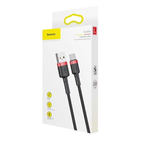 Wytrzymały elastyczny kabel przewód USB USB-C QC3.0 3A 1M czarno-czerwony Wytrzymały elastyczny kabel przewód USB USB-C QC3.0 3A 1M czarno-czerwony