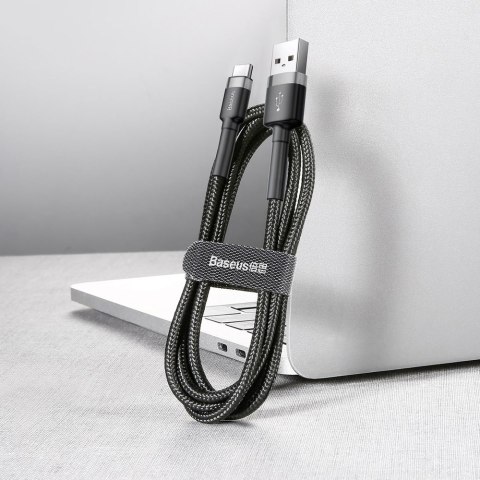 Wytrzymały elastyczny kabel przewód USB USB-C QC3.0 3A 1M czarno-szary Wytrzymały elastyczny kabel przewód USB USB-C QC3.0 3A 1M czarno-szary