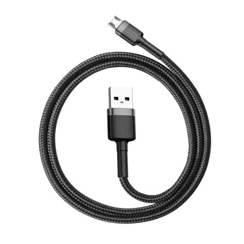 Wytrzymały elastyczny kabel przewód USB microUSB QC3.0 2.4A 0.5M czarno-szary Wytrzymały elastyczny kabel przewód USB microUSB QC3.0 2.4A 0.5M czarno-szary