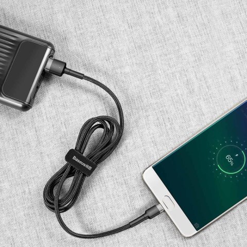 Wytrzymały elastyczny kabel przewód USB microUSB QC3.0 2.4A 0.5M czarno-szary Wytrzymały elastyczny kabel przewód USB microUSB QC3.0 2.4A 0.5M czarno-szary