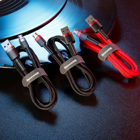 Wytrzymały elastyczny kabel przewód USB microUSB QC3.0 2.4A 0.5M czarno-szary Wytrzymały elastyczny kabel przewód USB microUSB QC3.0 2.4A 0.5M czarno-szary