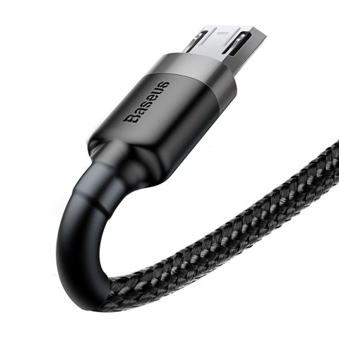 Wytrzymały elastyczny kabel przewód USB microUSB QC3.0 2.4A 1M czarno-szary Wytrzymały elastyczny kabel przewód USB microUSB QC3.0 2.4A 1M czarno-szary