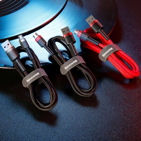 Wytrzymały elastyczny kabel przewód USB microUSB QC3.0 2.4A 1M czarno-szary Wytrzymały elastyczny kabel przewód USB microUSB QC3.0 2.4A 1M czarno-szary