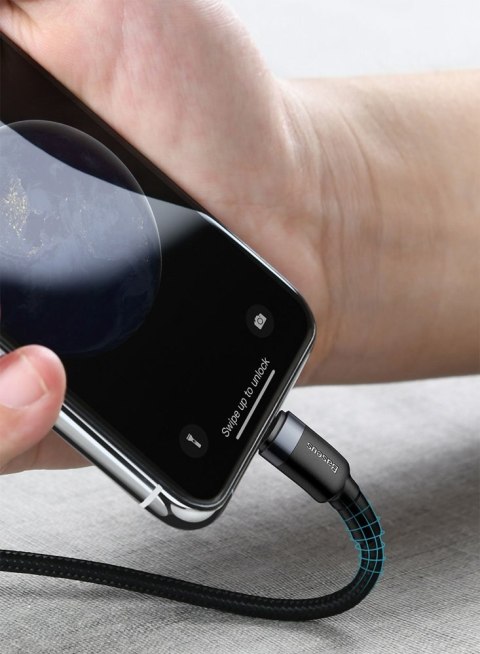 Wytrzymały nylonowy kabel przewód USB-C PD Iphone Lightning 18W QC3.0 1m czarny-szary Wytrzymały nylonowy kabel przewód USB-C PD Iphone Lightning 18W QC3.0 1m czarny-szary