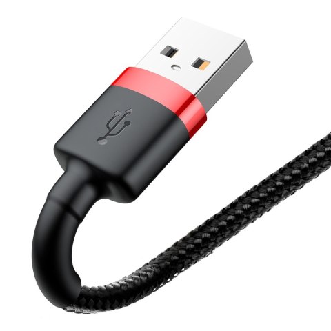 Wytrzymały nylonowy kabel przewód USB Iphone Lightning QC3.0 2A 3M czarno-czerwony Wytrzymały nylonowy kabel przewód USB Iphone Lightning QC3.0 2A 3M czarno-czerwony