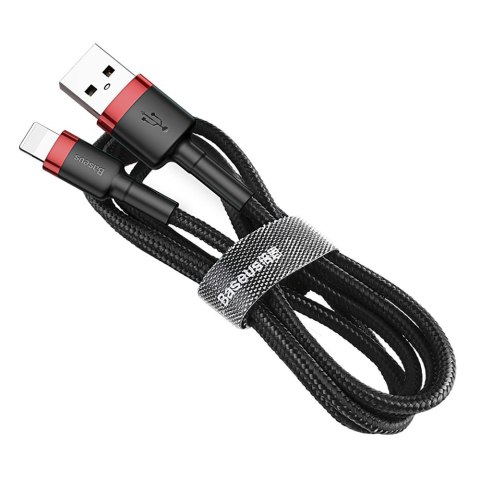 Wytrzymały nylonowy kabel przewód USB Iphone Lightning QC3.0 2A 3M czarno-czerwony Wytrzymały nylonowy kabel przewód USB Iphone Lightning QC3.0 2A 3M czarno-czerwony