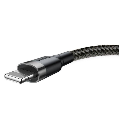 Wytrzymały nylonowy kabel przewód USB Iphone Lightning QC3.0 2A 3M czarno-szary Wytrzymały nylonowy kabel przewód USB Iphone Lightning QC3.0 2A 3M czarno-szary