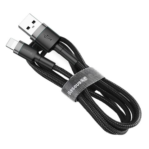 Wytrzymały nylonowy kabel przewód USB Iphone Lightning QC3.0 2A 3M czarno-szary Wytrzymały nylonowy kabel przewód USB Iphone Lightning QC3.0 2A 3M czarno-szary