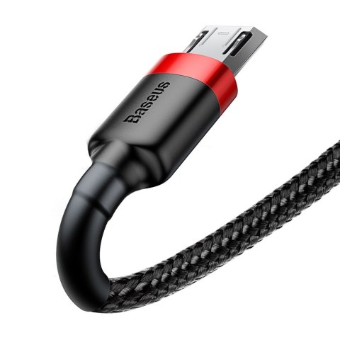 Wytrzymały nylonowy kabel przewód USB microUSB 2A 3M czarno-czerwony Wytrzymały nylonowy kabel przewód USB microUSB 2A 3M czarno-czerwony