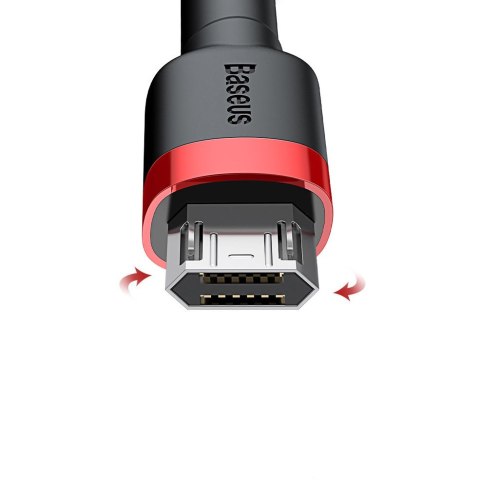 Wytrzymały nylonowy kabel przewód USB microUSB 2A 3M czarno-czerwony Wytrzymały nylonowy kabel przewód USB microUSB 2A 3M czarno-czerwony