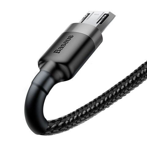 Wytrzymały nylonowy kabel przewód USB microUSB 2A 3M czarno-szary Wytrzymały nylonowy kabel przewód USB microUSB 2A 3M czarno-szary