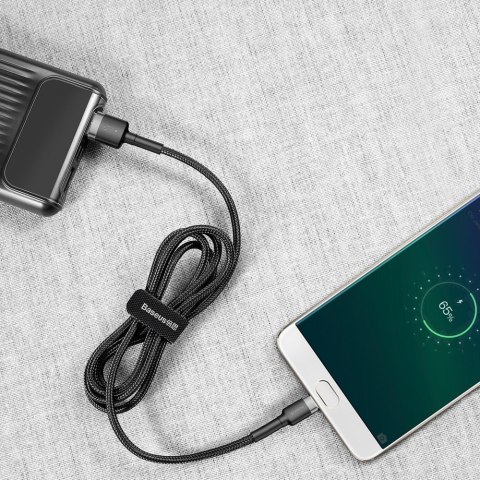 Wytrzymały nylonowy kabel przewód USB microUSB 2A 3M czarno-szary Wytrzymały nylonowy kabel przewód USB microUSB 2A 3M czarno-szary