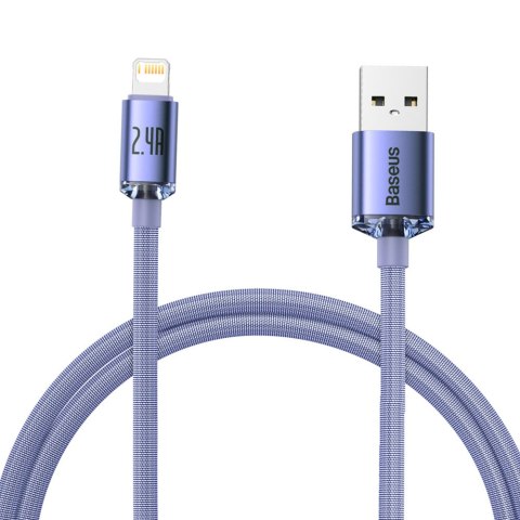 Kabel przewód do szybkiego ładowania i transferu danych USB Iphone Lightning 2.4A 1.2m fioletowy Kabel przewód do szybkiego ładowania i transferu danych USB Iphone Lightning 2.4A 1.2m fioletowy
