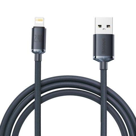 Kabel przewód do szybkiego ładowania i transferu danych USB Iphone Lightning 2.4A 2m czarny Kabel przewód do szybkiego ładowania i transferu danych USB Iphone Lightning 2.4A 2m czarny