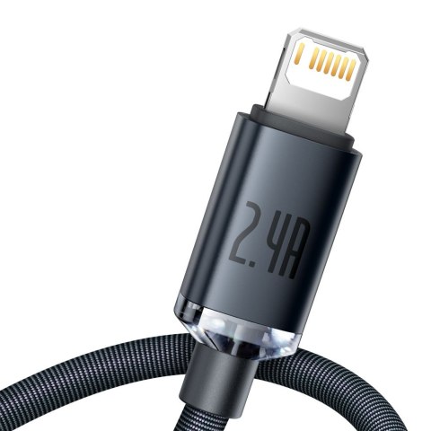 Kabel przewód do szybkiego ładowania i transferu danych USB Iphone Lightning 2.4A 2m czarny Kabel przewód do szybkiego ładowania i transferu danych USB Iphone Lightning 2.4A 2m czarny