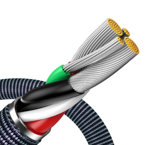Kabel przewód do szybkiego ładowania i transferu danych USB Iphone Lightning 2.4A 2m czarny Kabel przewód do szybkiego ładowania i transferu danych USB Iphone Lightning 2.4A 2m czarny