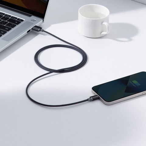 Kabel przewód do szybkiego ładowania i transferu danych USB Iphone Lightning 2.4A 2m czarny Kabel przewód do szybkiego ładowania i transferu danych USB Iphone Lightning 2.4A 2m czarny