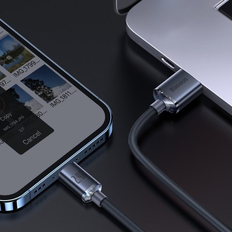 Kabel przewód do szybkiego ładowania i transferu danych USB Iphone Lightning 2.4A 2m czarny Kabel przewód do szybkiego ładowania i transferu danych USB Iphone Lightning 2.4A 2m czarny